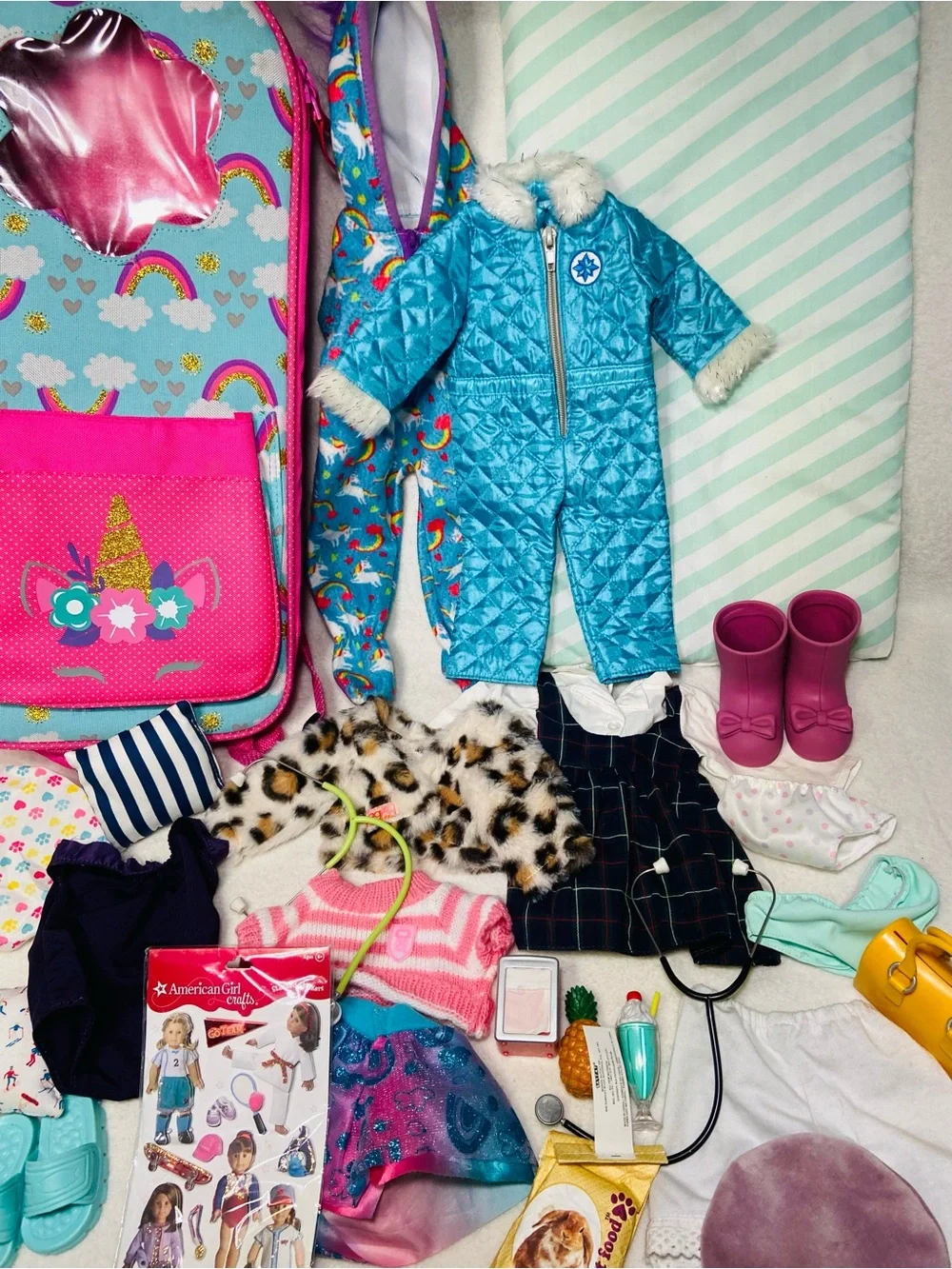 18” Doll Accessory Lot Variety Doll Carrier Jumpsuit Doll Clothes Accessoriesy